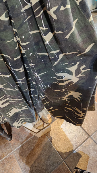 Camo Print Wide Leg Overalls