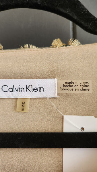 Calvin Klein 3/4 bell sleeve Gold Medallions Top