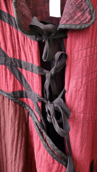 Cynthia Ashby Long Quilted Burgundy Artistic Coat