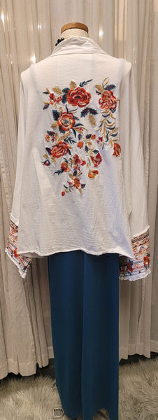 White Embroidered Cardigan