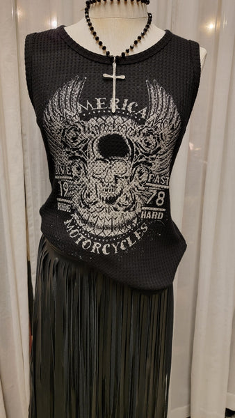 Motorcycle Lace-Up Back Top