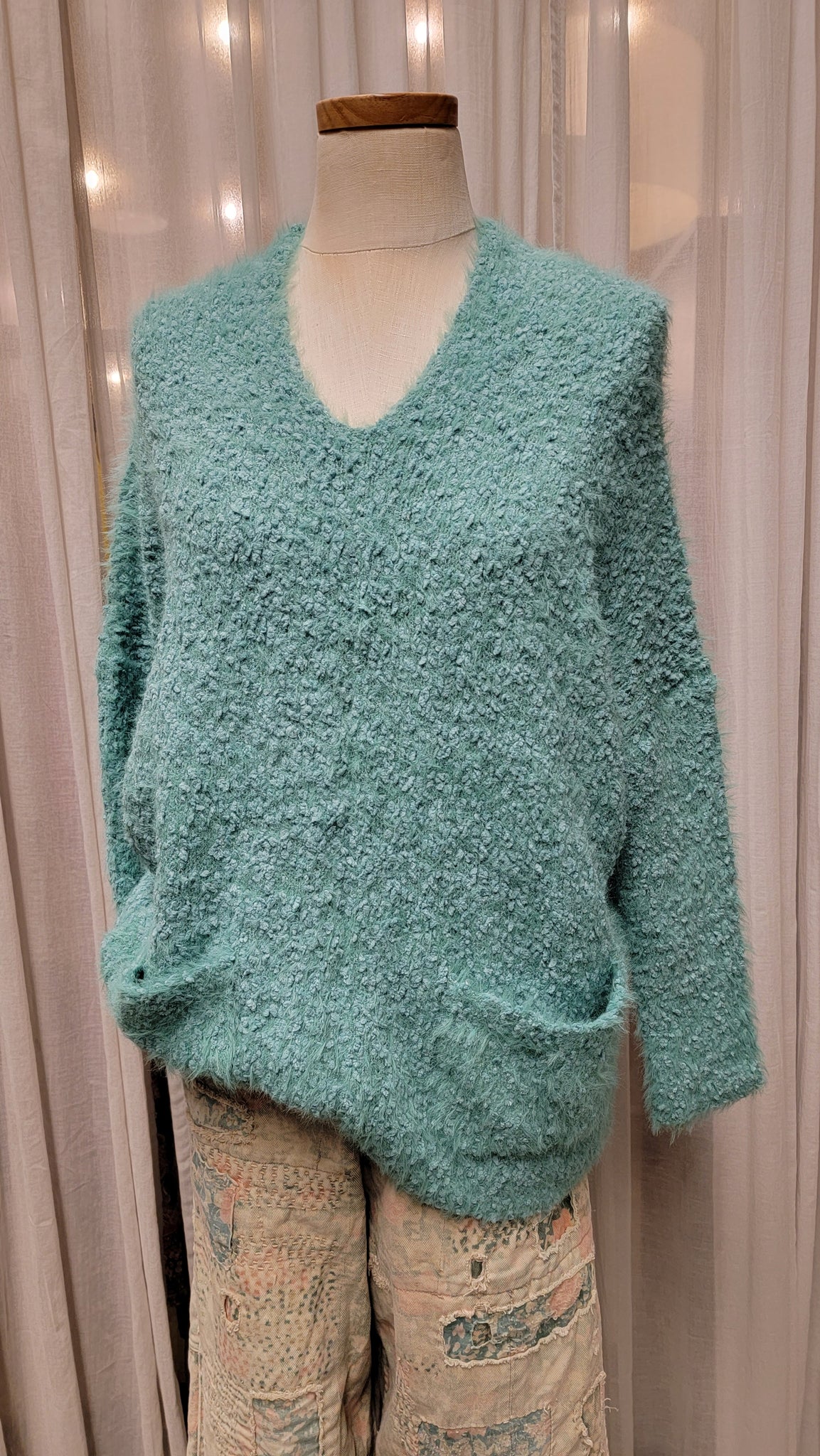 Fuzzy Mint Sweater