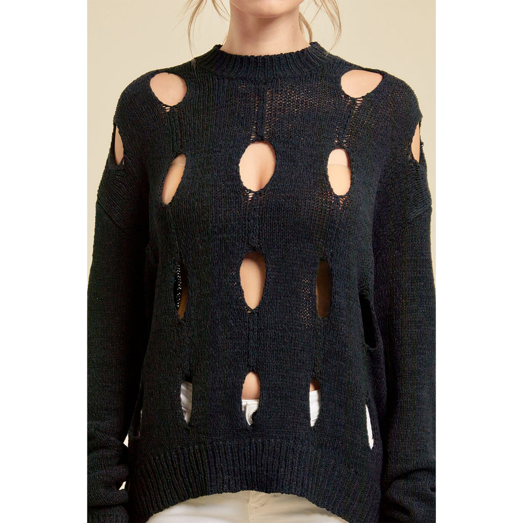 Sweater with 2025 holes in shoulder