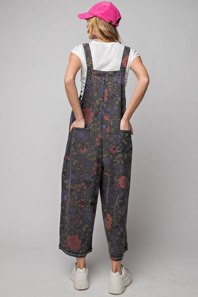 Print Denim Overalls